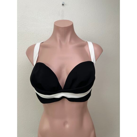 Mônot Black White Contrast Bustier Bra Crop Top Women’s Size 6 - Picture 5 of 16